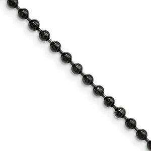 3mm Stainless Steel Black-Plated Beaded Chain Necklace, 22 Inch
